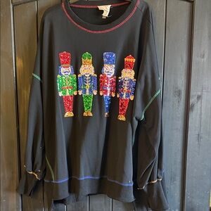 Fantastic Fawn Black Sequin Nutcracker Sweatshirt